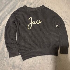 Embroidered Charcoal Sweater Personalized with name Jace sz 6